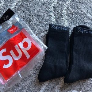 Supreme Black Socks Sz 6-12 (pack of 2)